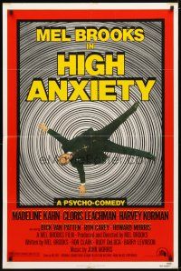 1g409 HIGH ANXIETY 1sh '77 Mel Brooks, great Vertigo spoof design, a Psycho-Comedy!
