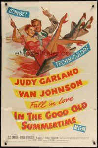 1g436 IN THE GOOD OLD SUMMERTIME 1sh '49 wonderful artwork of Judy Garland & Van Johnson swinging!