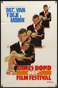 1g448 JAMES BOND 007 FILM FESTIVAL style A 1sh '76 art of Roger Moore as 007 w/sexy girl!