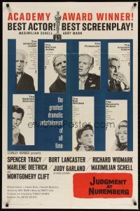 1g455 JUDGMENT AT NUREMBERG awards 1sh R62 Spencer Tracy, Judy Garland, Burt Lancaster, Dietrich!
