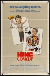 1g458 KING OF COMEDY 1sh '83 Robert DeNiro, Martin Scorsese, Jerry Lewis, cool playing card art!