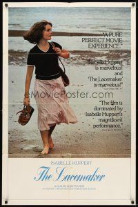 1g461 LACEMAKER 1sh '77 Claude Goretta, close up of Isabelle Huppert on the beach!