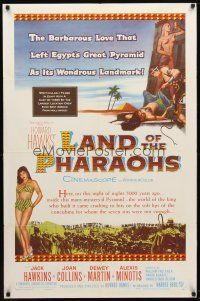 1g464 LAND OF THE PHARAOHS 1sh R59 sexy Egyptian Joan Collins wearing bikini by pyramids, Hawks
