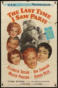 1g471 LAST TIME I SAW PARIS 1sh '54 Elizabeth Taylor, Van Johnson, Walter Pidgeon, Donna Reed!