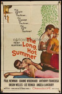 1g492 LONG, HOT SUMMER 1sh '58 Paul Newman, Joanne Woodward, Faulkner directed by Martin Ritt!