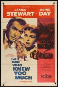 1g523 MAN WHO KNEW TOO MUCH 1sh '56 James Stewart & Doris Day, directed by Alfred Hitchcock!