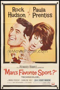 1g528 MAN'S FAVORITE SPORT 1sh '64 fake fishing expert Rock Hudson falls in love w/Paula Prentiss!