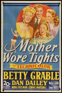 1g553 MOTHER WORE TIGHTS 1sh '47 stone litho art of Betty Grable, Dan Dailey, Mona Freeman!