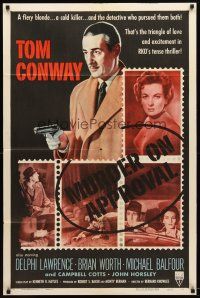 1g555 MURDER ON APPROVAL style A 1sh '56 detective Tom Conway w/pistol, English film noir!