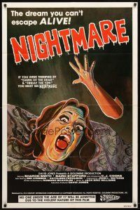 1g584 NIGHTMARE 1sh '81 wild cartoony horror image, the dream you can't escape ALIVE!