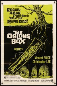 1g596 OBLONG BOX 1sh '69 Vincent Price, Edgar Allan Poe's tale of living dead, cool horror art!