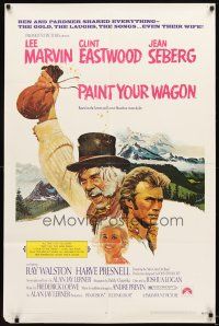 1g622 PAINT YOUR WAGON 1sh '69 art of Clint Eastwood, Lee Marvin & pretty Jean Seberg!
