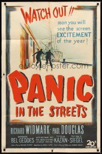 1g624 PANIC IN THE STREETS 1sh '50 Walter Jack Palance with gun, Elia Kazan film noir!