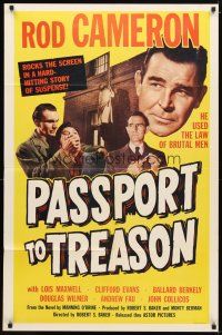 1g628 PASSPORT TO TREASON 1sh '56 Rod Cameron, Lois Maxwell, he used the law of brutal men!