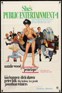 1g630 PENELOPE 1sh '66 sexiest artwork of Natalie Wood with big money bags and gun!