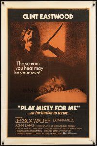 1g648 PLAY MISTY FOR ME 1sh '71 classic Clint Eastwood, crazy stalker with knife!