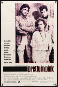 1g660 PRETTY IN PINK 1sh '86 great portrait of Molly Ringwald, Andrew McCarthy & Jon Cryer!