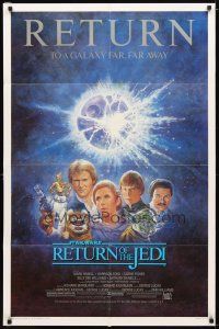 1g685 RETURN OF THE JEDI 1sh R85 George Lucas classic, different montage art by Tom Jung!