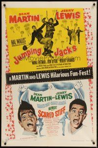 1g715 SCARED STIFF/JUMPING JACKS 1sh '58 wacky Martin & Lewis double-bill!