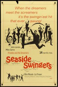 1g725 SEASIDE SWINGERS 1sh '65 Freddie & The Dreamers, the swingin'est hit that ever swung!