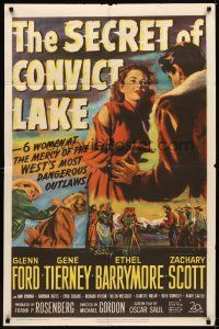 1g728 SECRET OF CONVICT LAKE 1sh '51 Gene Tierney is a lonely woman at the mercy of hunted men!
