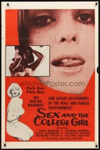 1g746 SEX & THE COLLEGE GIRL 1sh '64 John Gabriel, Luanna Anders, Julie Sommers, no holds barred!