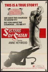 1g787 SISTERS OF SATAN 1sh '73 different image & art of nun Anne Heywood, true story!