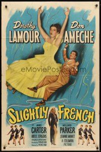 1g795 SLIGHTLY FRENCH 1sh '48 great image of pretty Dorothy Lamour & Don Ameche falling in air!