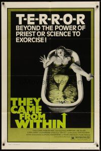 1g880 THEY CAME FROM WITHIN 1sh '76 David Cronenberg, art of terrified girl in bath tub!