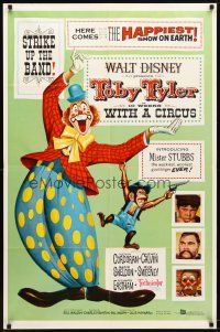 1g903 TOBY TYLER 1sh '60 Walt Disney, art of wacky circus clown, Mister Stubbs w/revolver!