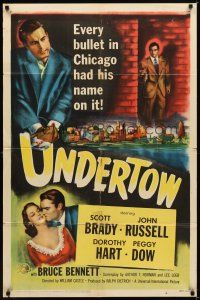 1g922 UNDERTOW 1sh '49 Scott Brady, every bullet in Chicago had his name on it, film noir!