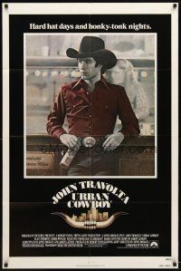 1g925 URBAN COWBOY 1sh '80 great image of John Travolta in cowboy hat with Lone Star beer!