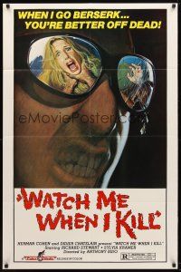 1g950 WATCH ME WHEN I KILL 1sh '77 cool art of scared girl in killer's mirrored sunglasses!