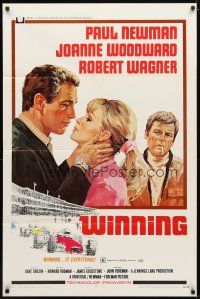 1g979 WINNING 1sh '69 Paul Newman, Joanne Woodward, Indy car racing, art by Howard Terpning!