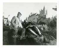 1h027 CAMELOT candid 8x10 still '68 director Joshua Logan on set with Richard Harris as King Arthur