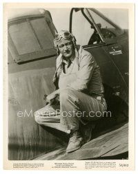 1h474 FLYING LEATHERNECKS 8x10 still '51 close up of pilot John Wayne on the wing of his plane!