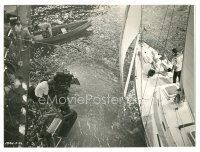 1h059 FOR LOVE OR MONEY candid 7x9.5 still '63 Gig Young & Charlene Holt filmed on sailboat!