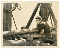 1h492 GIANT 8x10 still '56 c/u of James Dean lifting pipe on his oil rig, George Stevens classic!