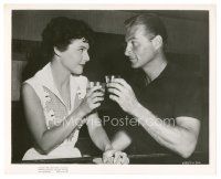 1h495 GIRL IN BLACK STOCKINGS 8x10 still '57 young Anne Bancroft & Lex Barker toasting at bar!