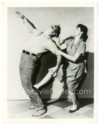 1h498 GIRLS TOWN 8x10 still '59 tiny Gloria Talbott uses judo moves on much larger Bruce Tegner!