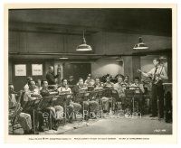 1h499 GLENN MILLER STORY 8x10 still '54 James Stewart playing with band in locker room!