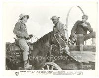 1h530 HONDO 8x10 still '53 big John Wayne on horse talks to men in wagon!