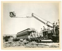 1h086 HOW THE WEST WAS WON candid 8x10 still '64 Cinerama vice president on camera boom over train!