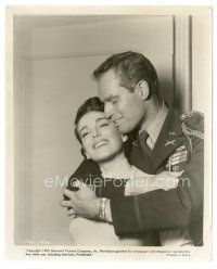 1h757 PRIVATE WAR OF MAJOR BENSON 8x10 still '55 romantic c/u of Charlton Heston & Julie Adams!