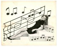 1h780 RITA HAYWORTH 8.25x10 still '40s sexy full-length portrait with musical notes background!