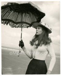1h799 RYAN'S DAUGHTER deluxe 8x10 still '70 David Lean, c/u of Sarah Miles on beach with umbrella!