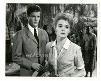 1h849 SINS OF RACHEL CADE 8x10 still '60 Angie Dickinson turns away from young Roger Moore!