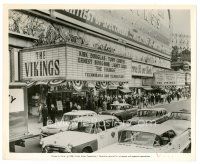 1h232 VIKINGS candid 8x10 still '58 cool image of busy theater front with elaborate decorations!