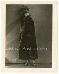 1h952 VIRGINIA VALLI 8x10 still '20s full-length in wonderful fur coat & feathered hat by Freulich