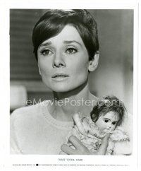 1h956 WAIT UNTIL DARK 8x10 still R73 close up of blind victim Audrey Hepburn holding a doll!